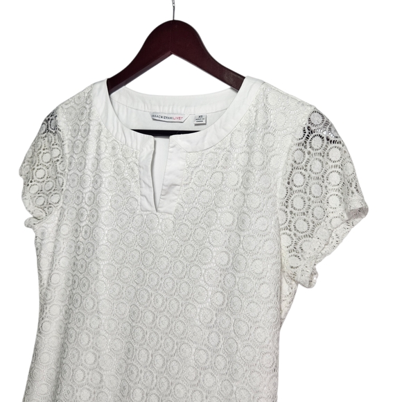Isaac Mizrahi Live! White Lace Shift Dress Women’s XS Short Sleeve Bridal Knee - Picture 5 of 12